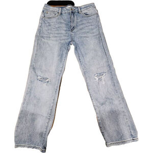 TNR Women's Mid-Rise Ankle Straight Jeans Mid Wash, Distressing, Size 29